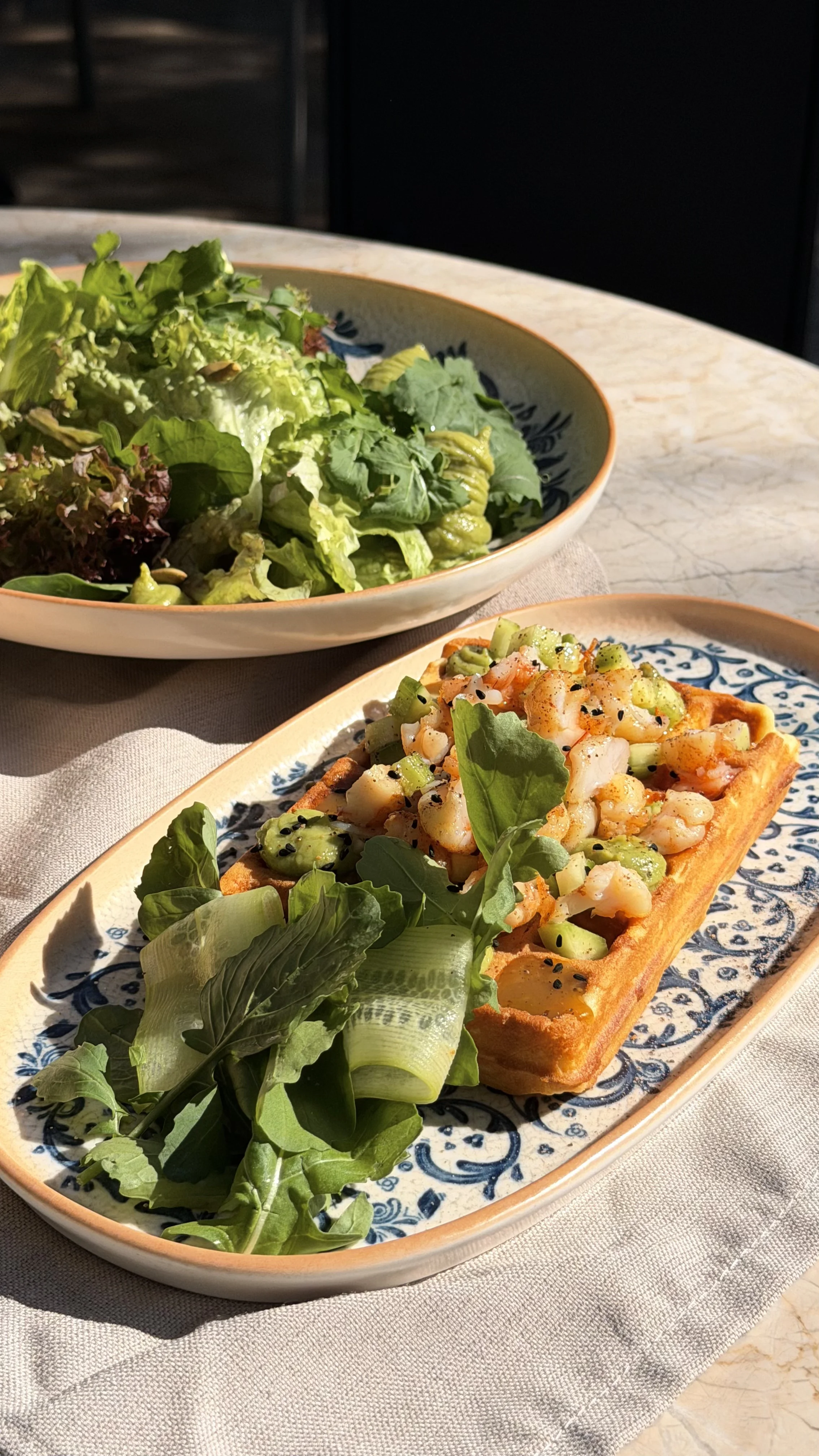 viennese-wafﬂes-shrimp